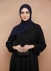 Navy Blue Draped Chiffon Hijab