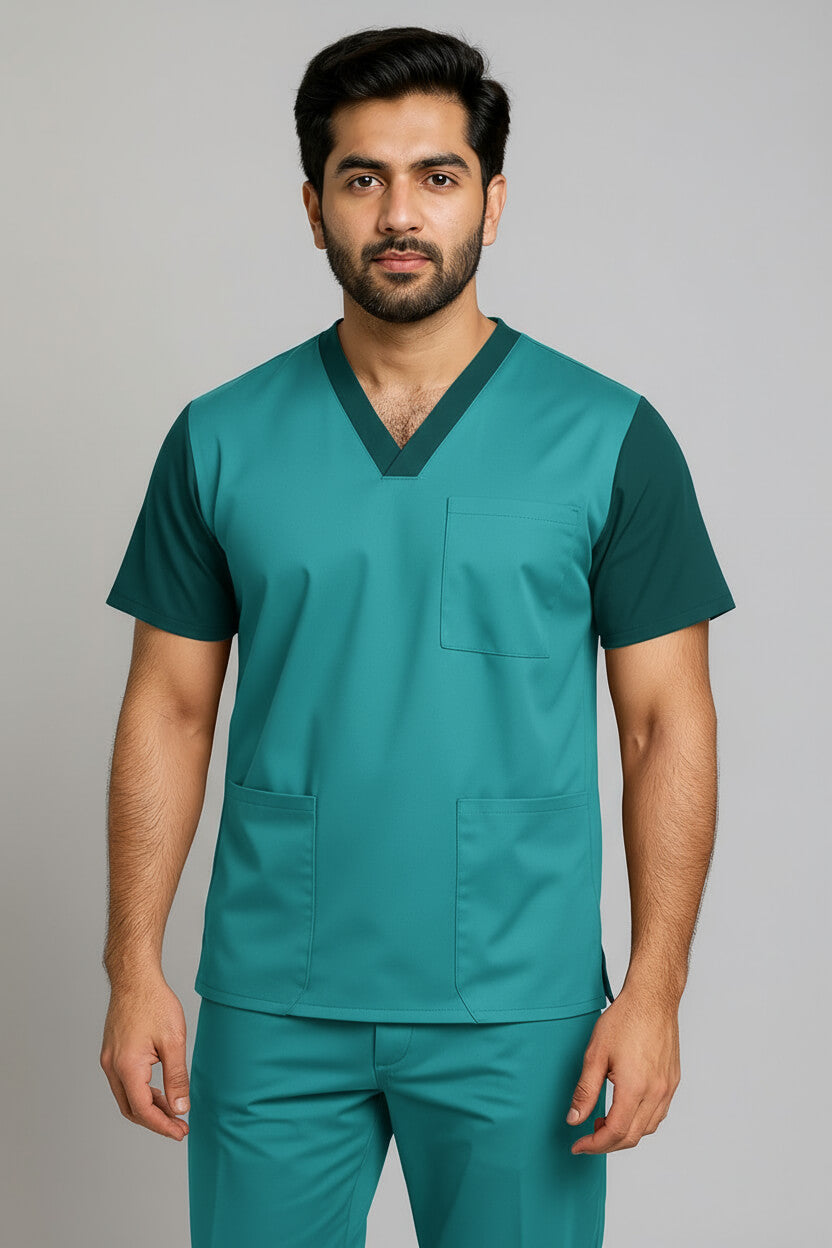 Men’s Duple Sprinter Scrubs – Medium Cyan