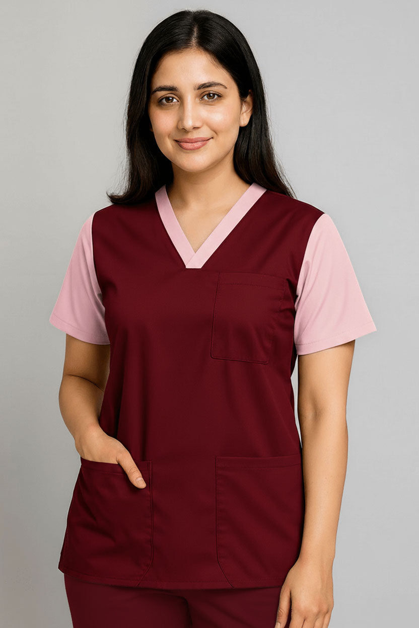 Women’s Duple Scrubs – Dark Red
