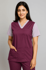 Women’s Duple Scrubs – Deep Plum hero